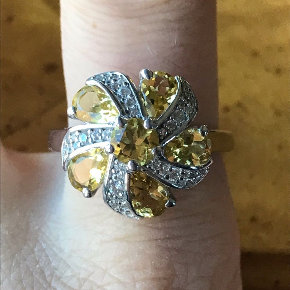 Natural Heliodor Sterling Silver Cocktail Ring Size 9